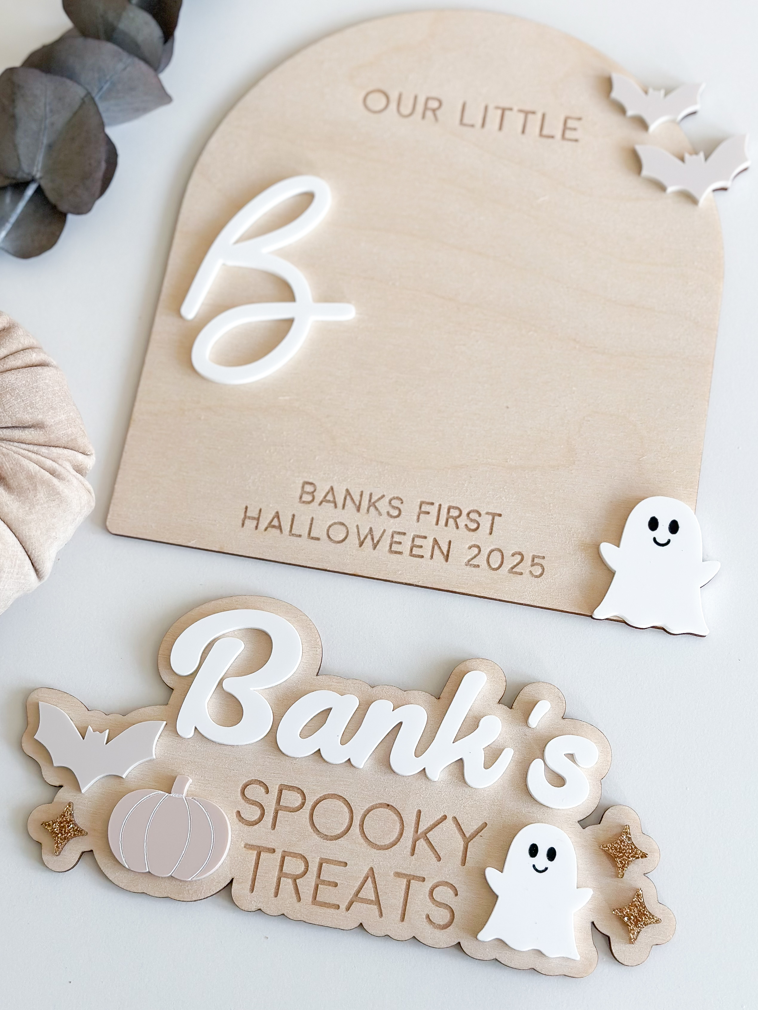 First Halloween Boo footprint keepsake board image 3