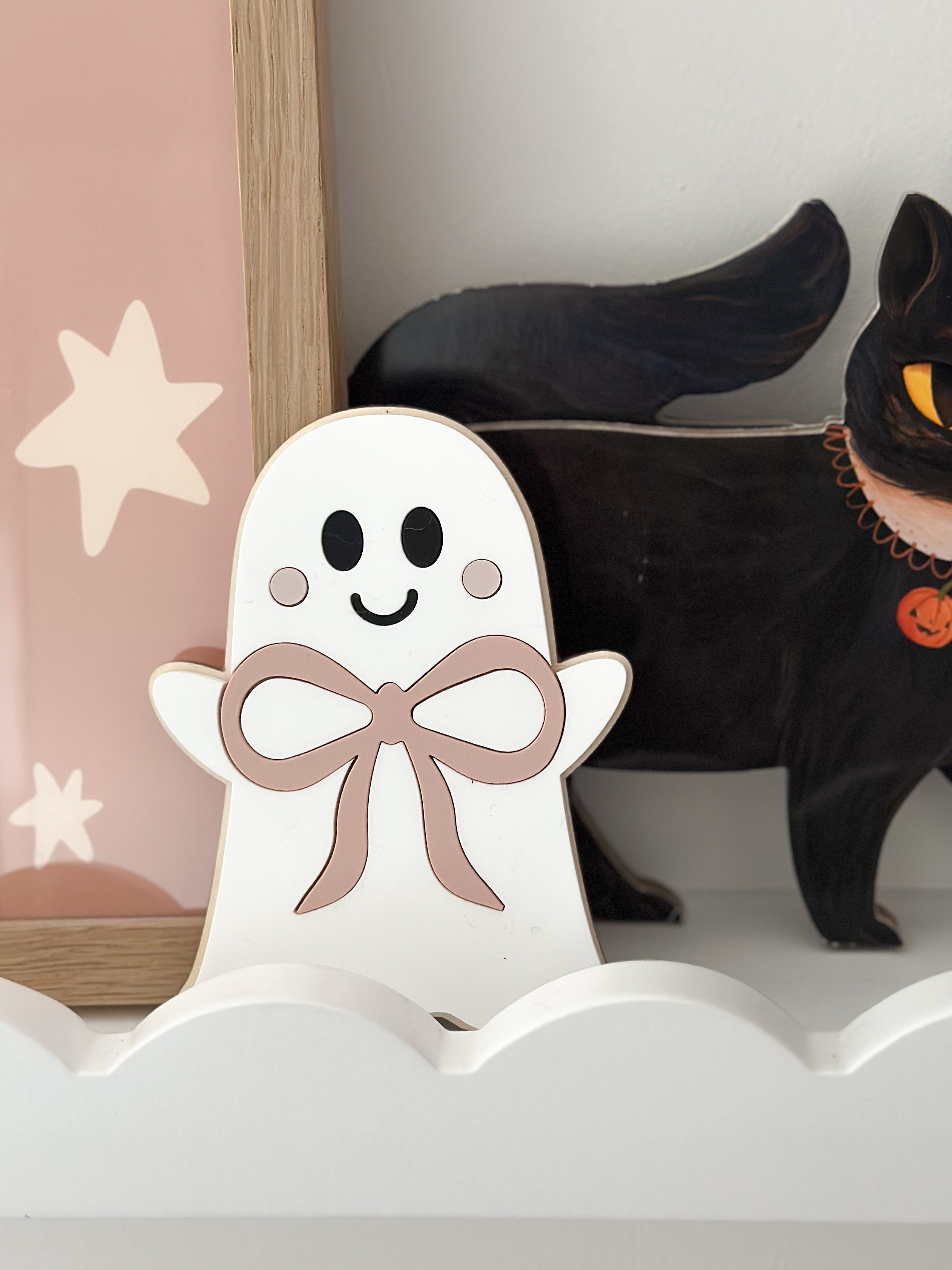 Halloween Bow Ghost & Witch Hat Shelf Sitters alternate view