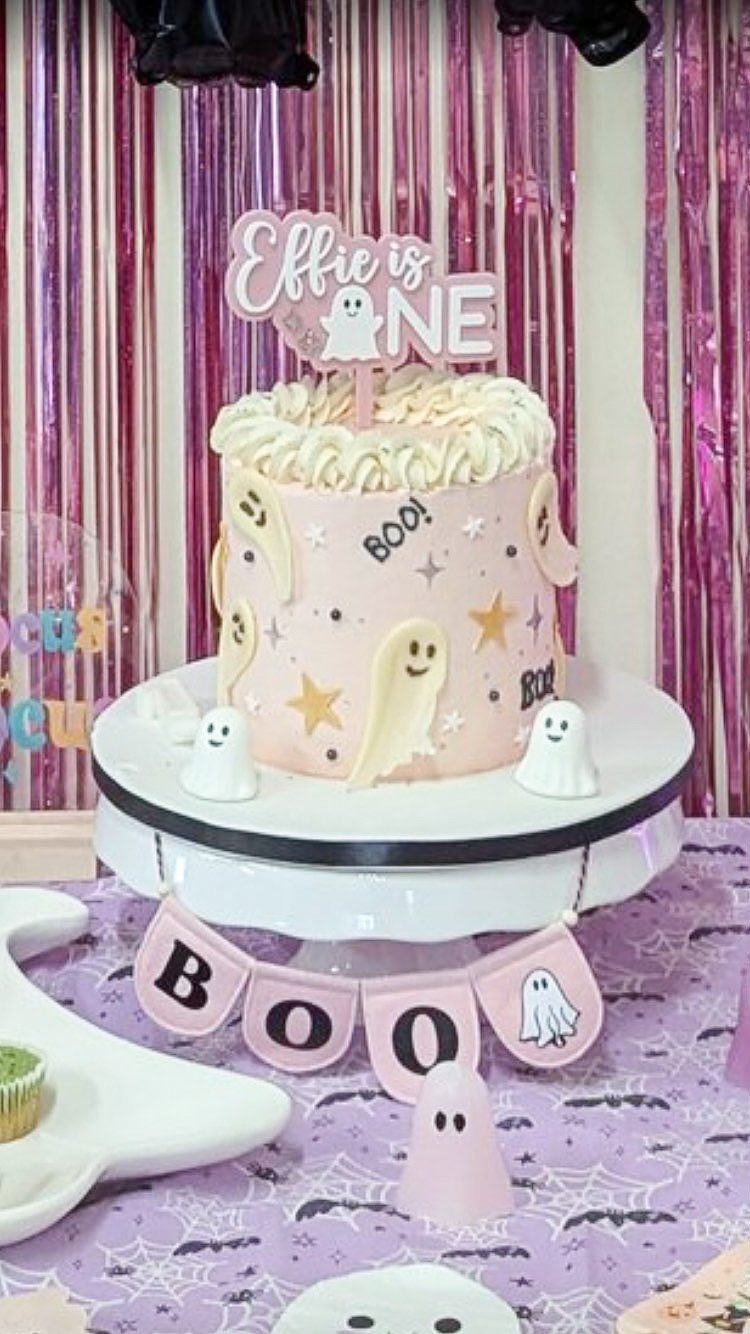 Personalised cute ghost first birthday cake topper image 3