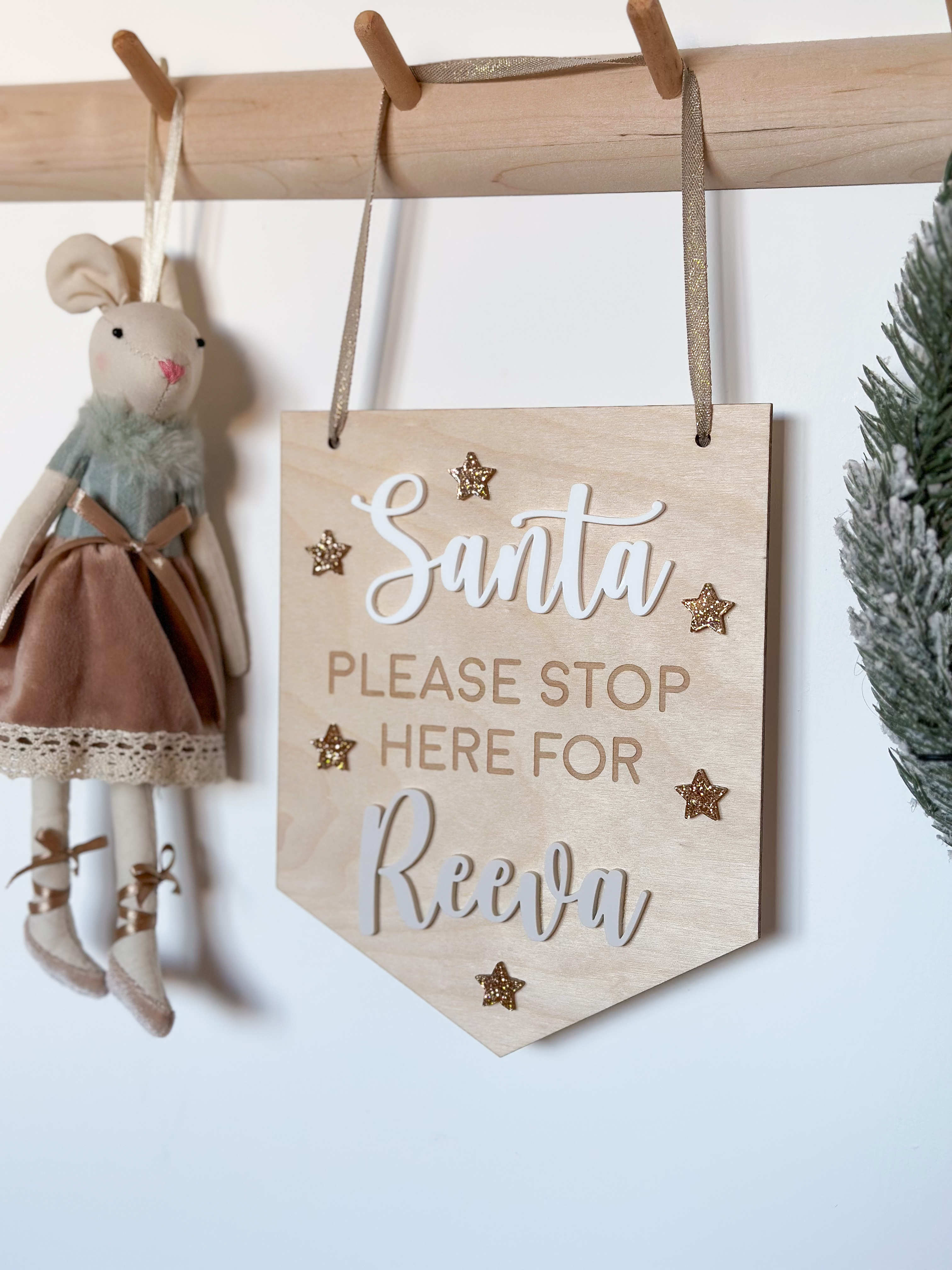 Personalised Santa Please Stop Here Sign alternate view