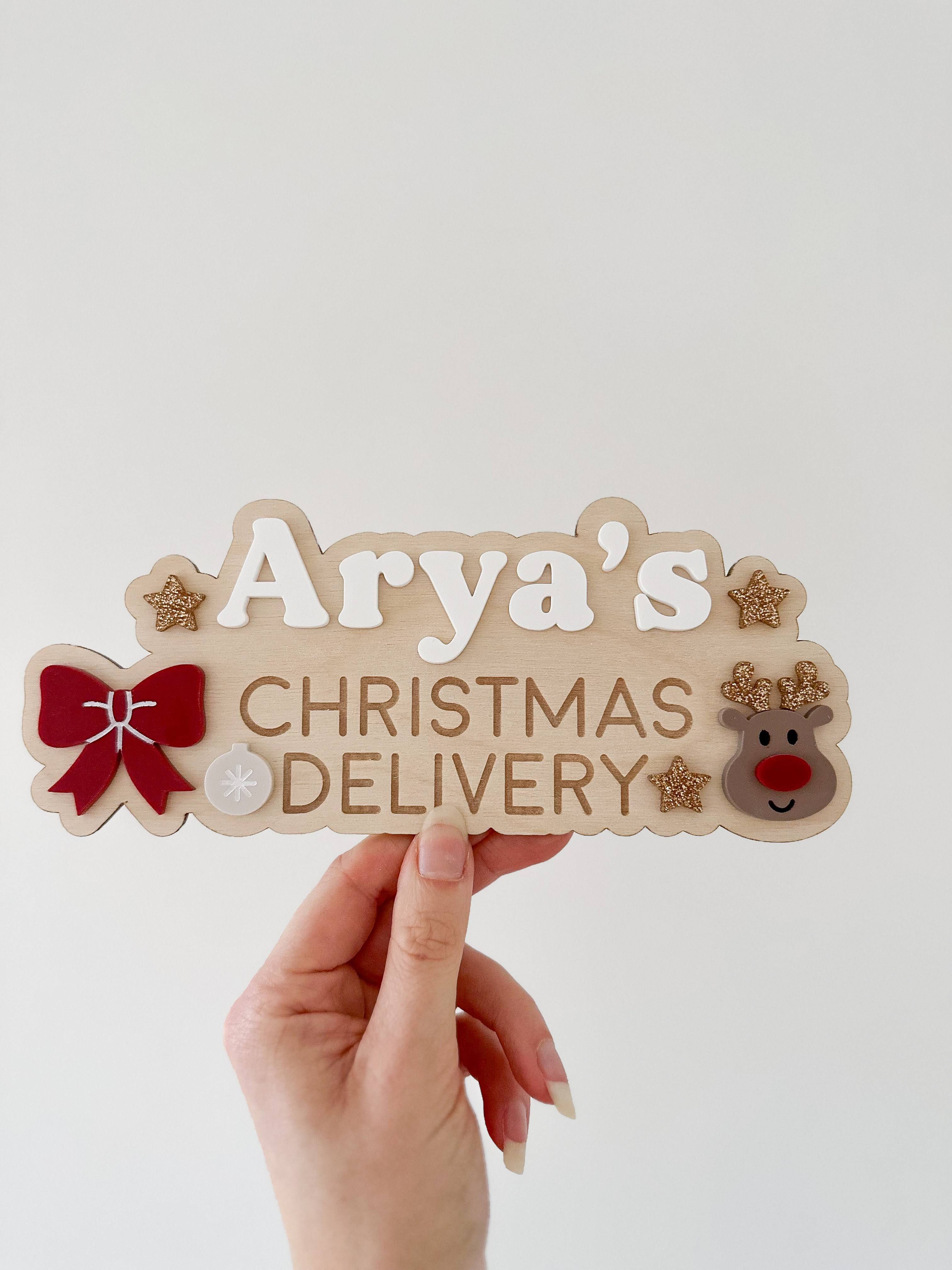 Interchangeable Personalised Christmas Crate (Bow & Reindeer) image 5