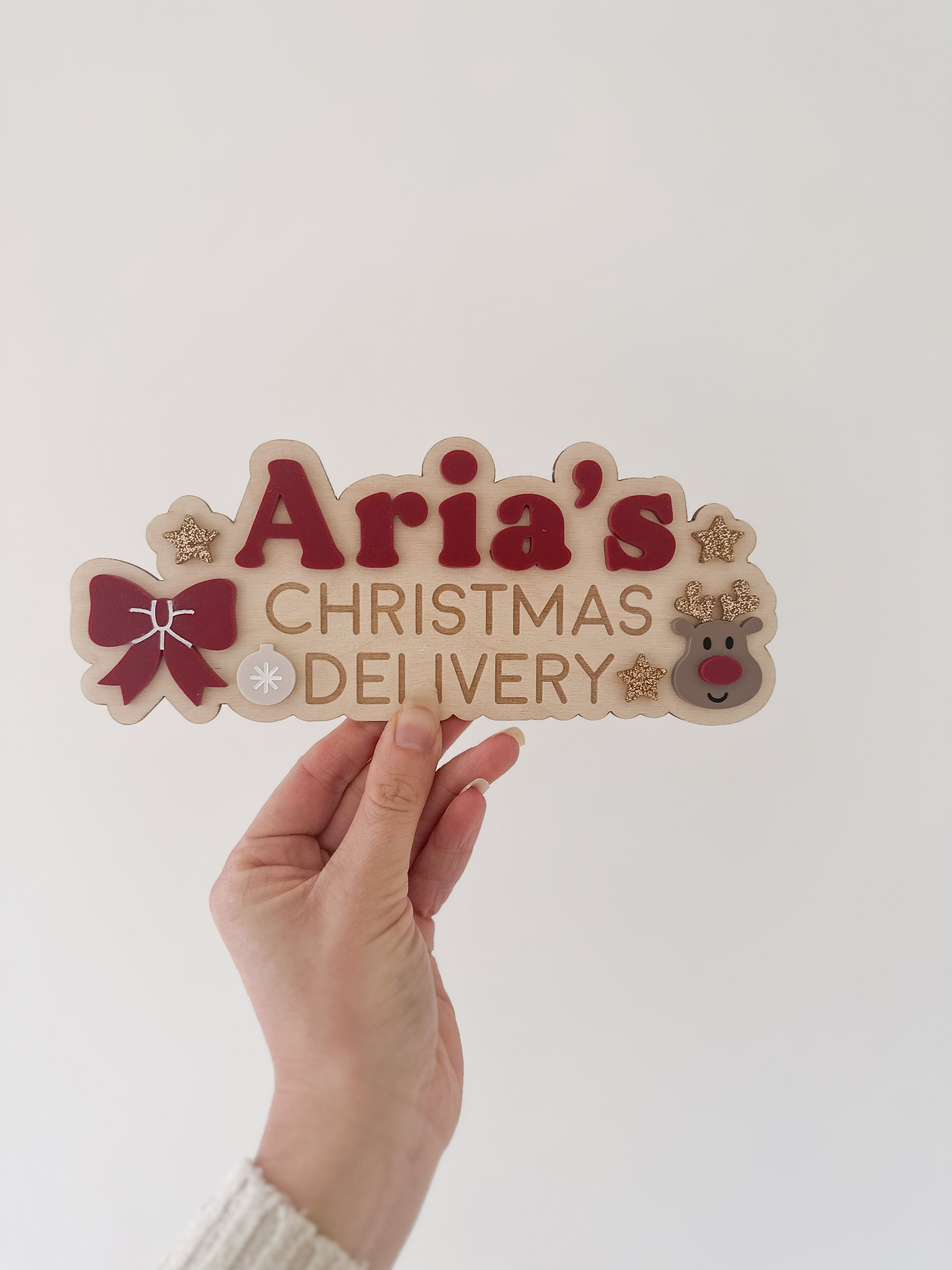 Interchangeable Personalised Christmas Crate (Bow & Reindeer) image 7