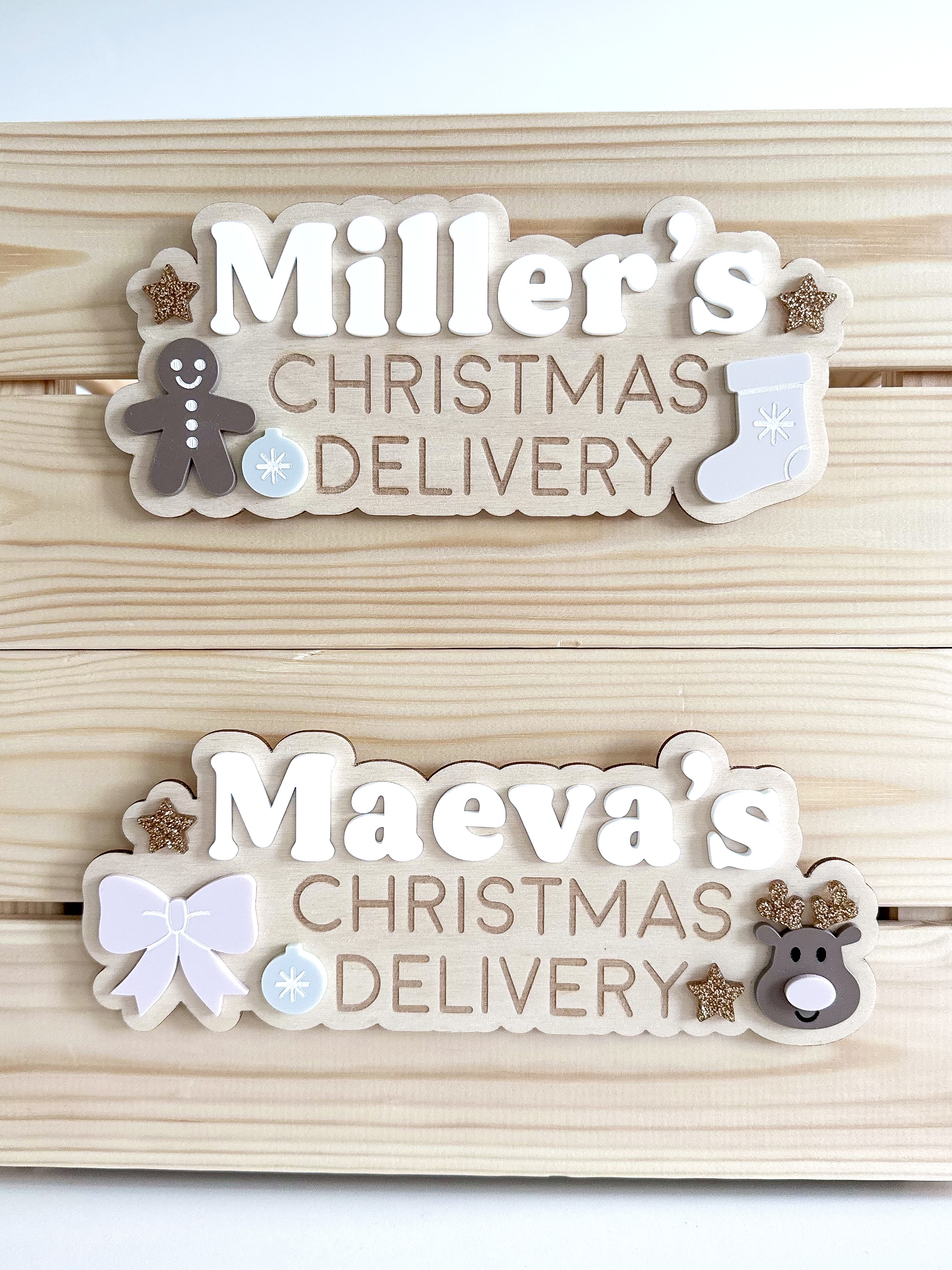 Interchangeable Personalised Christmas Crate (Stocking & Gingerbread Man) image 4