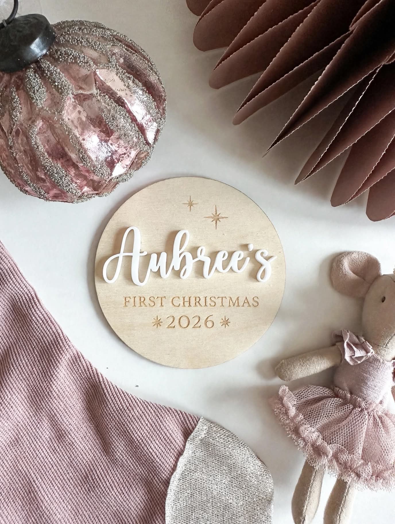 Personalised My First Christmas Wooden Milestone Disc