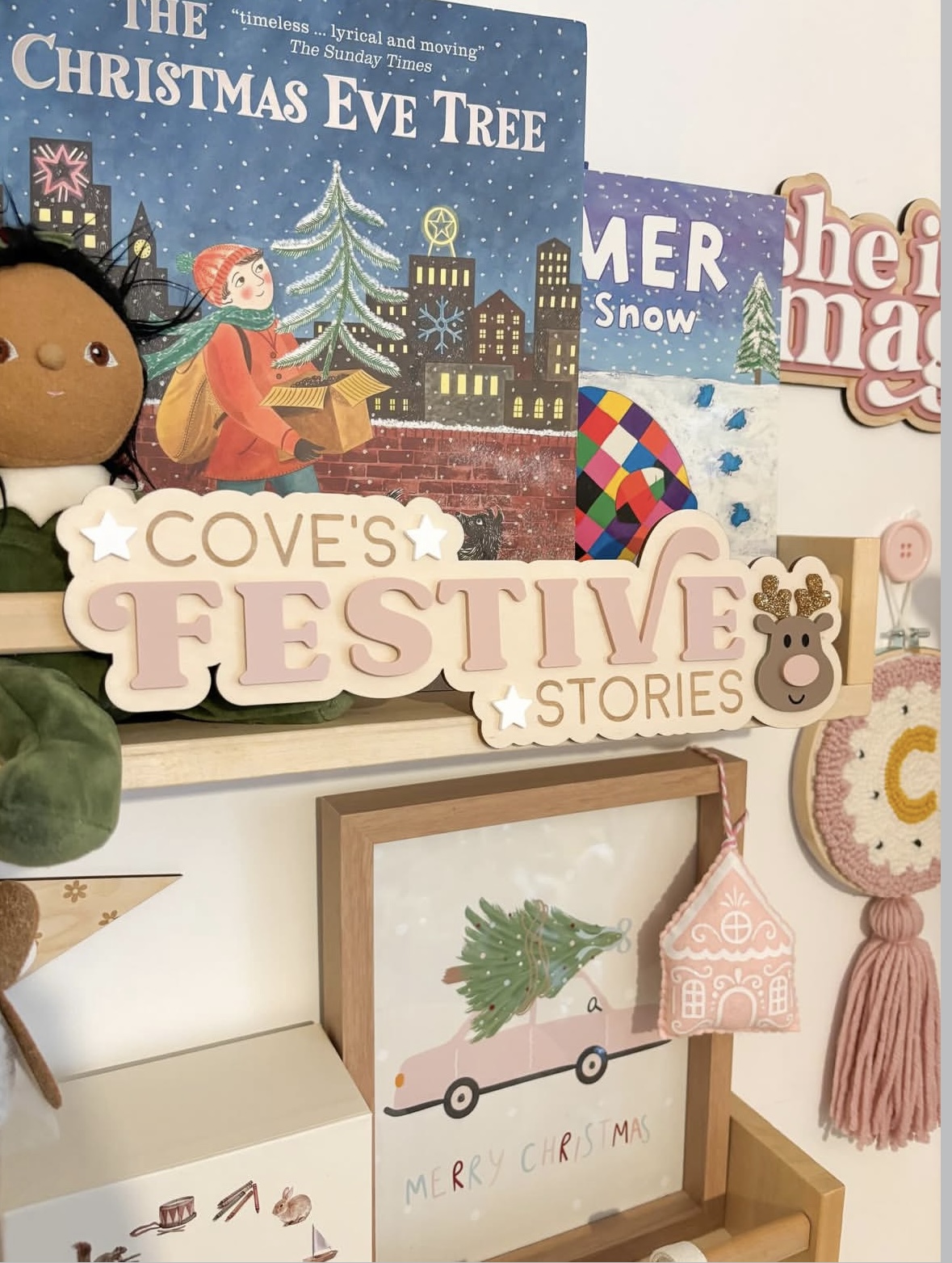 Double Layered Festive Stories Bookshelf Sign image 4