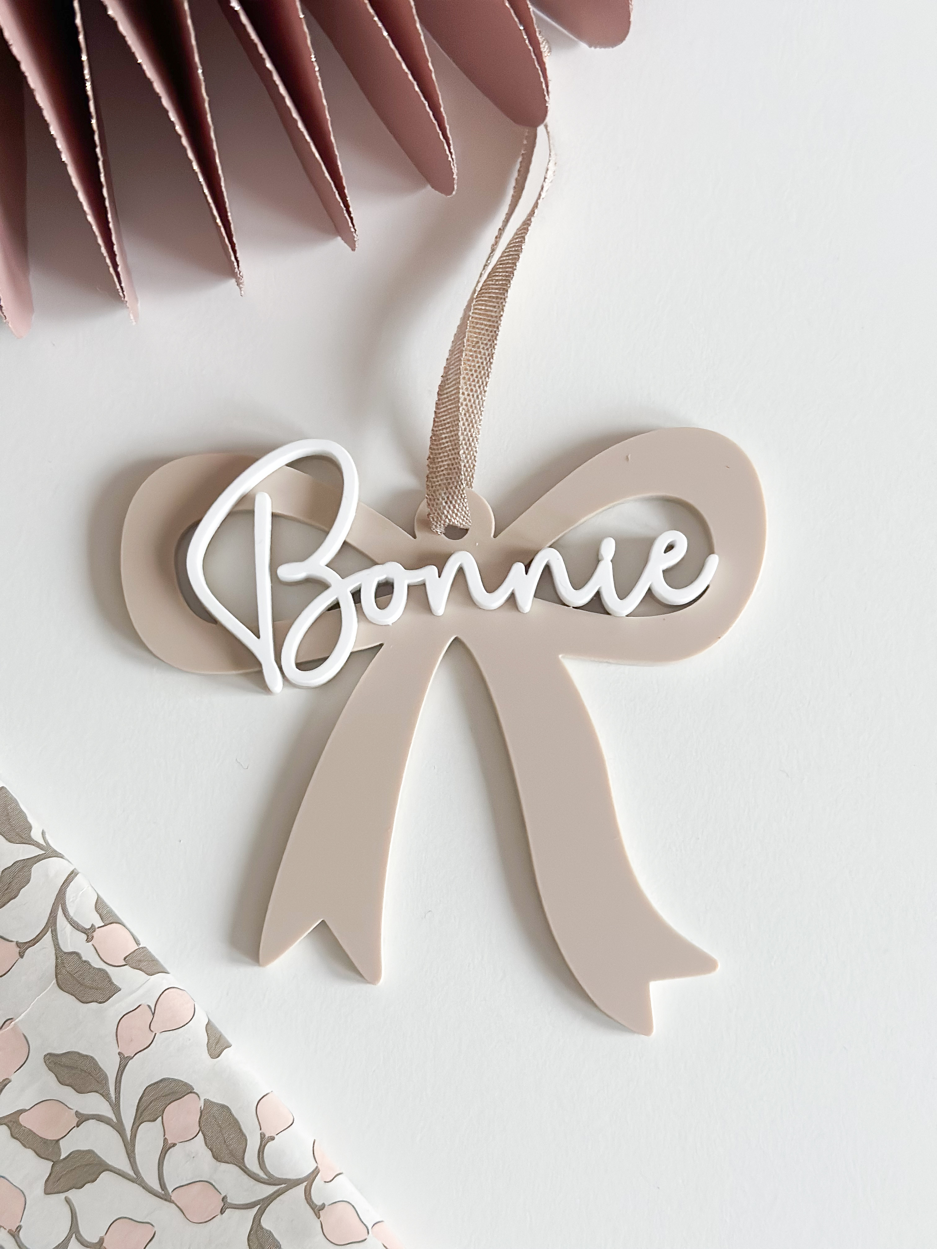 Bow Personalised Present Topper/ Gift Tag/ Tree Decoration image 3