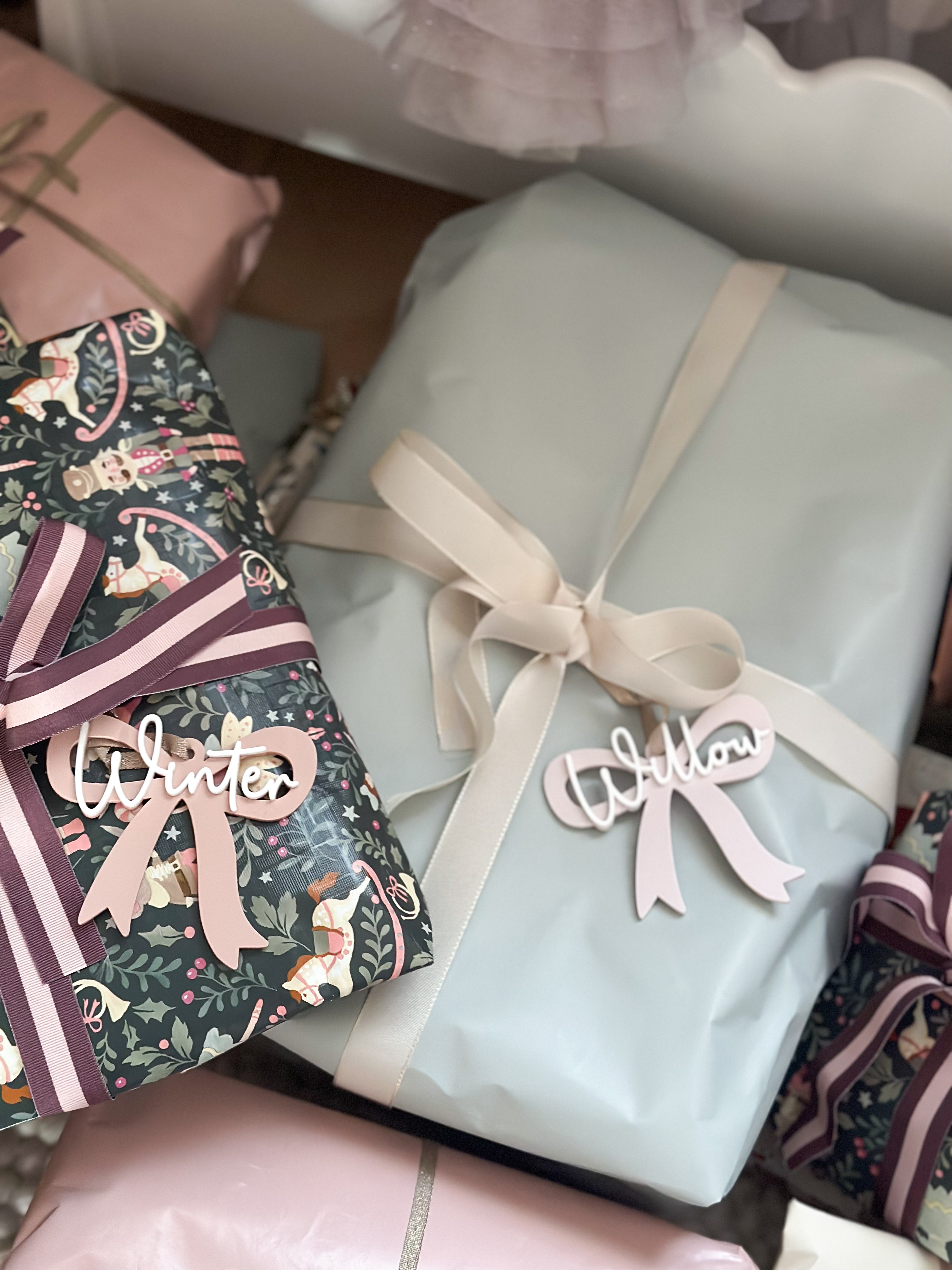 Bow Personalised Present Topper/ Gift Tag/ Tree Decoration image 6