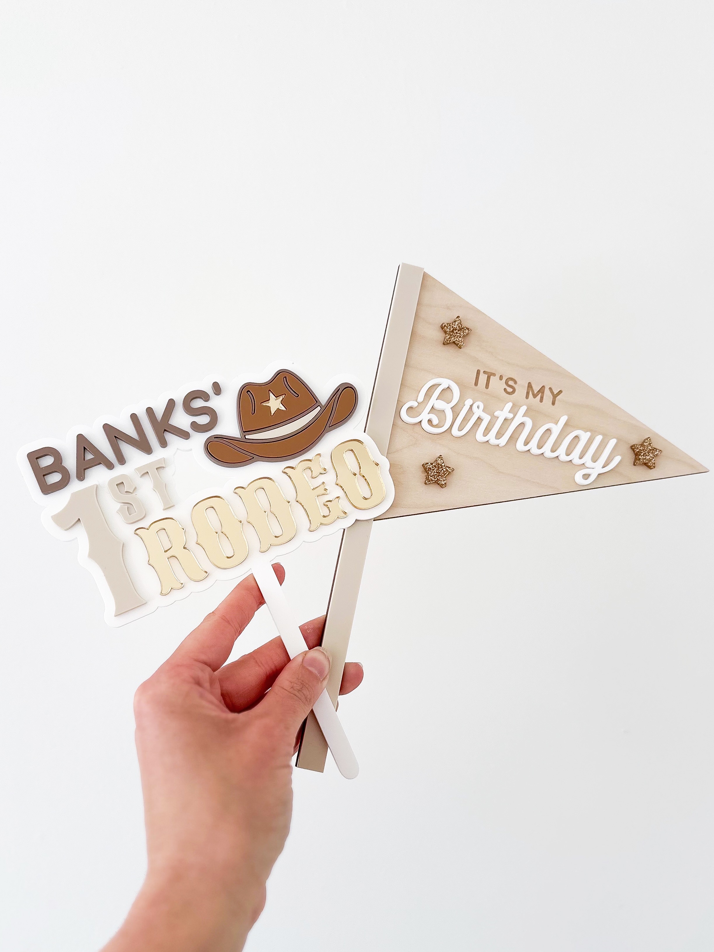 It's My Birthday Wooden Pennant Flag | Birthday Photo Prop | Handheld Birthday Flag image 3