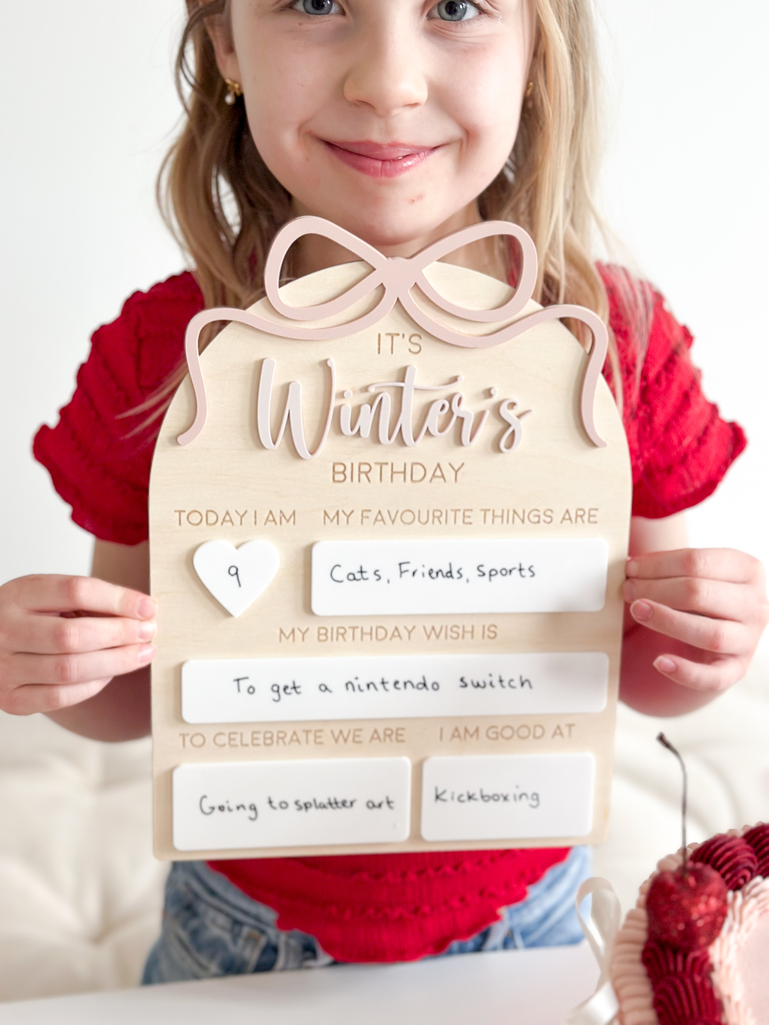 Personalised Dry Erase Bow Birthday Board/ Reusable wooden birthday board / birthday photo prop image 6