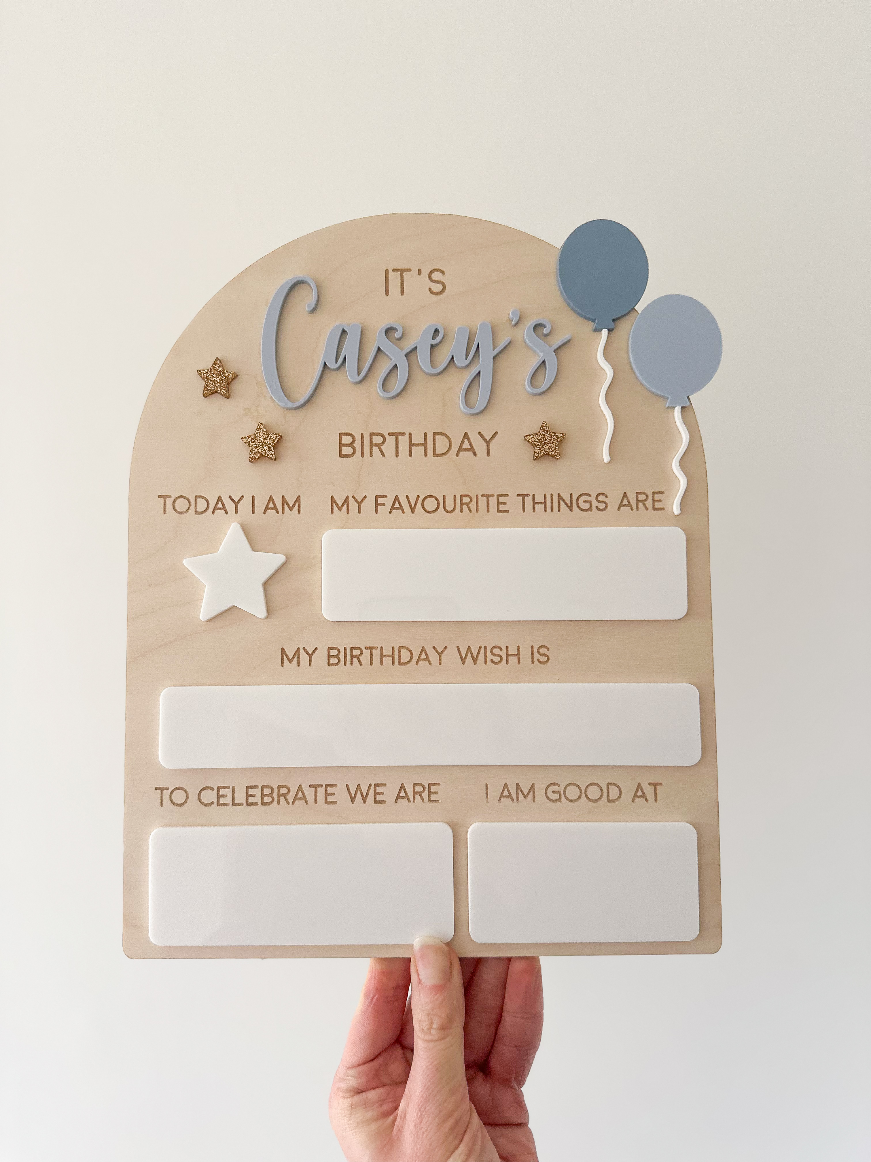 Personalised Dry Erase Balloon Birthday Board/ Reusable wooden birthday board / birthday photo prop image 3